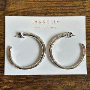 NEW Jax Kelly Everyday Hoops Silver Open Hoop Earrings Minimalist Hypoallergenic